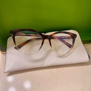 Quay Australia Brown Tortoiseshell to Clear Ombre Cat-Eye Glasses